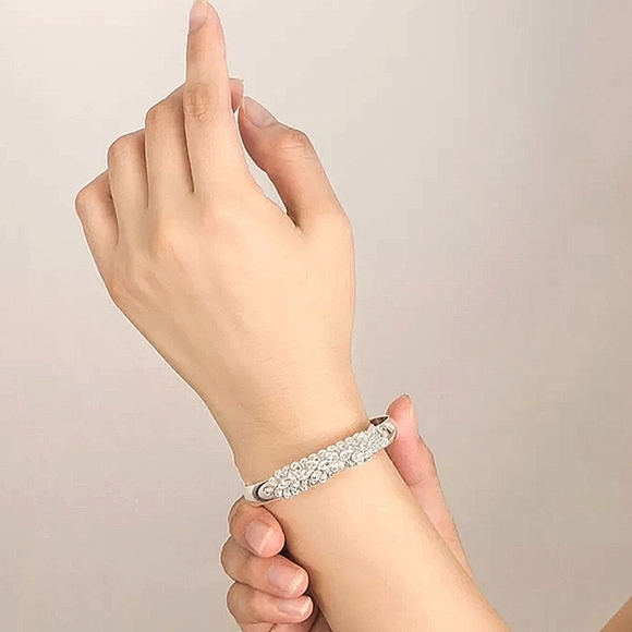 Peacock Animal Sterling Silver Adjustable Bangle Bracelet - Picture 9 of 9